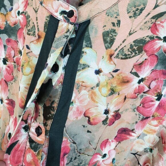 Tolani Collection 'ADELE' Blouse Top Floral Print Roll-Tab Sleeve Modal size XL - Picture 6 of 14